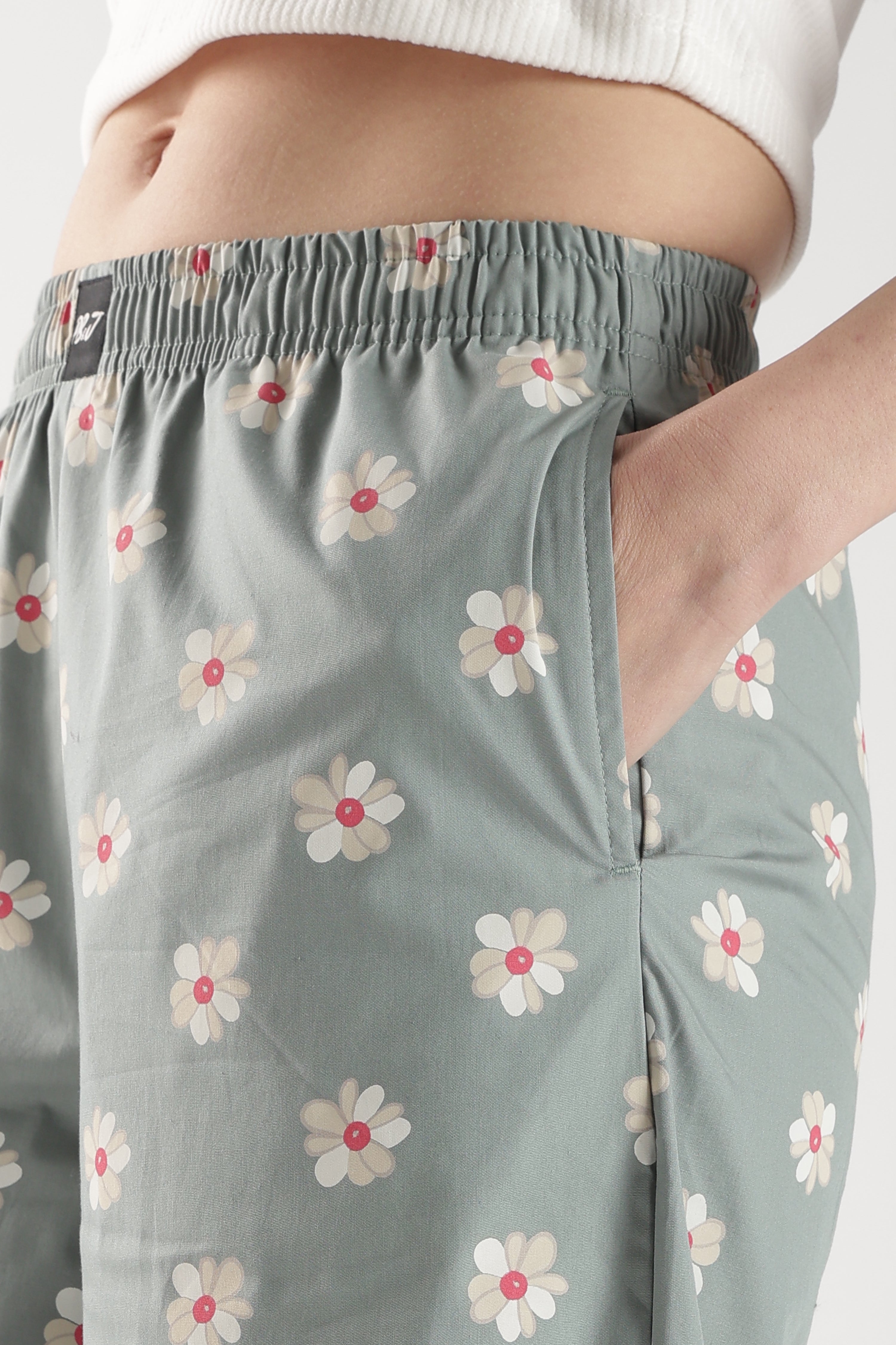 Egg Green Floral Wide Leg Pyjama Pants