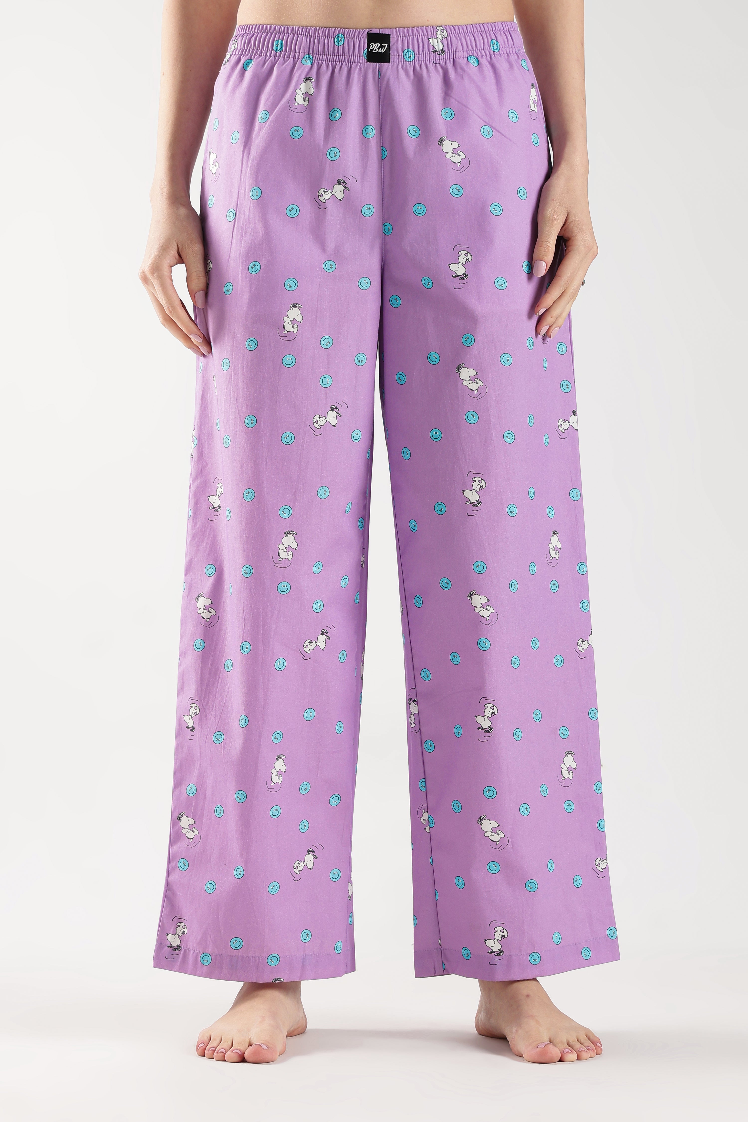 Women's Purple Doodle Dog Print Pyjama Pants