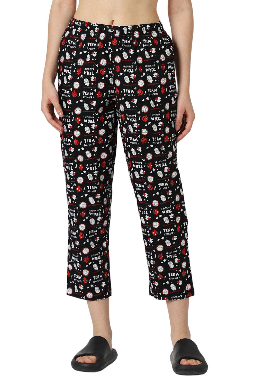 Women's Black Comics Print Pyjama