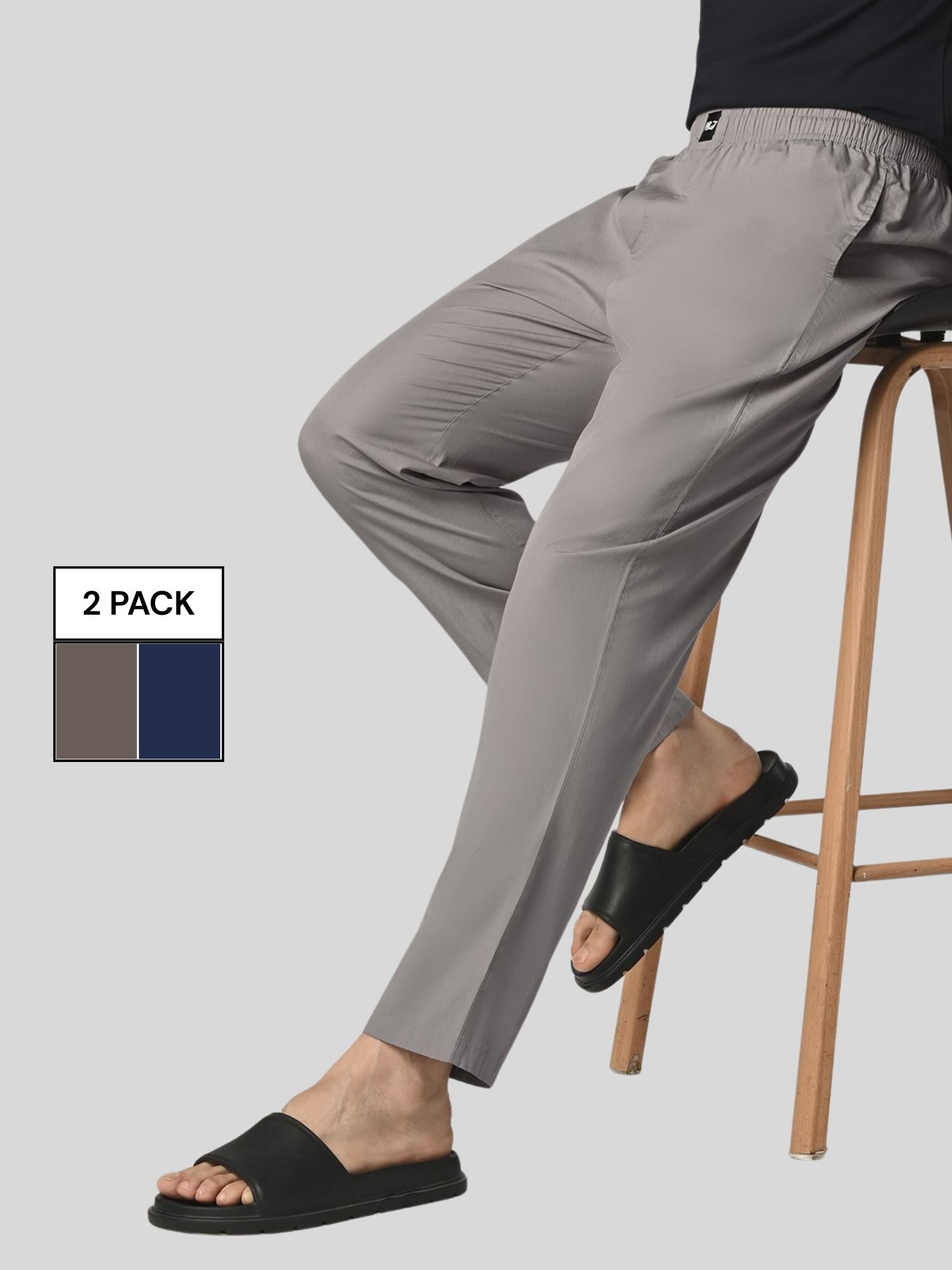 Doze Grey & True Navy Blue Pyjamas Combo Pack
